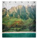 Mountain print photo shower curtain