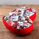 collage photo sur coussin en forme de coeur