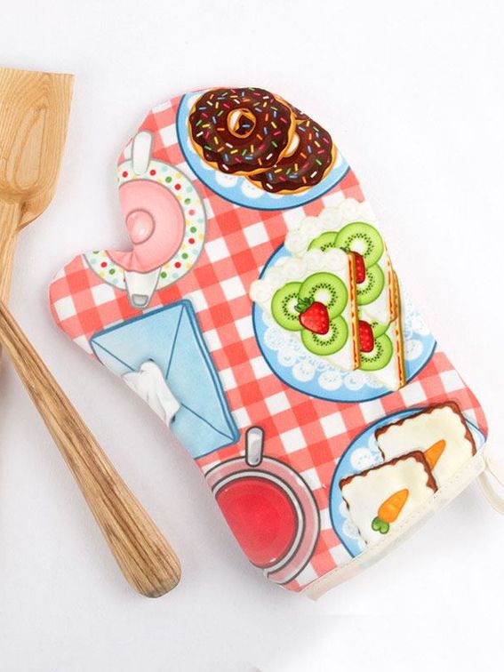 illustrated custom oven gloves