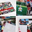 Collage photos sur chemin de table original