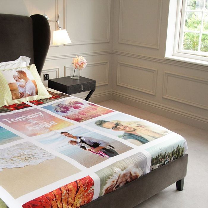 photo collage printed bed sheets