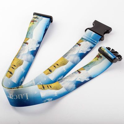 blue personalised luggage straps