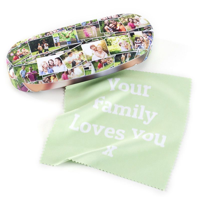 Personalised Glasses Motif Glasses Case - Any Text