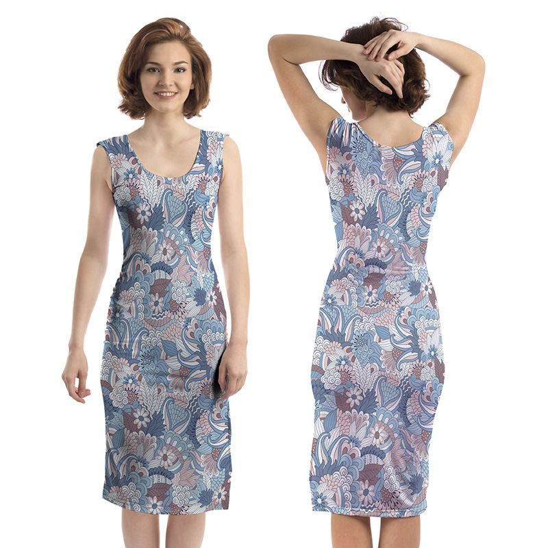 Printed Bodycon dress front and back