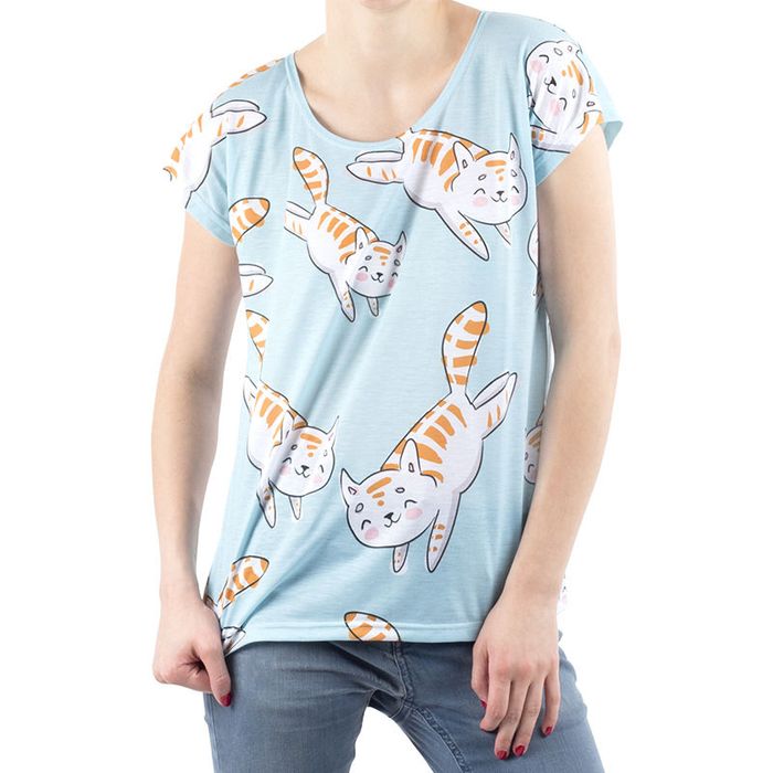 personalised pajama top printed with cartoon cat design