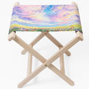 folding wooden stool with art