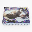 haustierbett mit katzenfoto