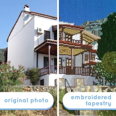 Printed tapestry and completed image comparison