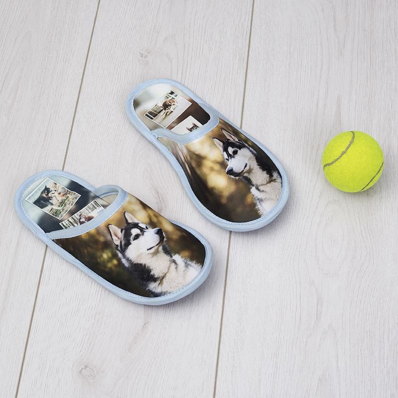 Personalised slippers printed with dog photo