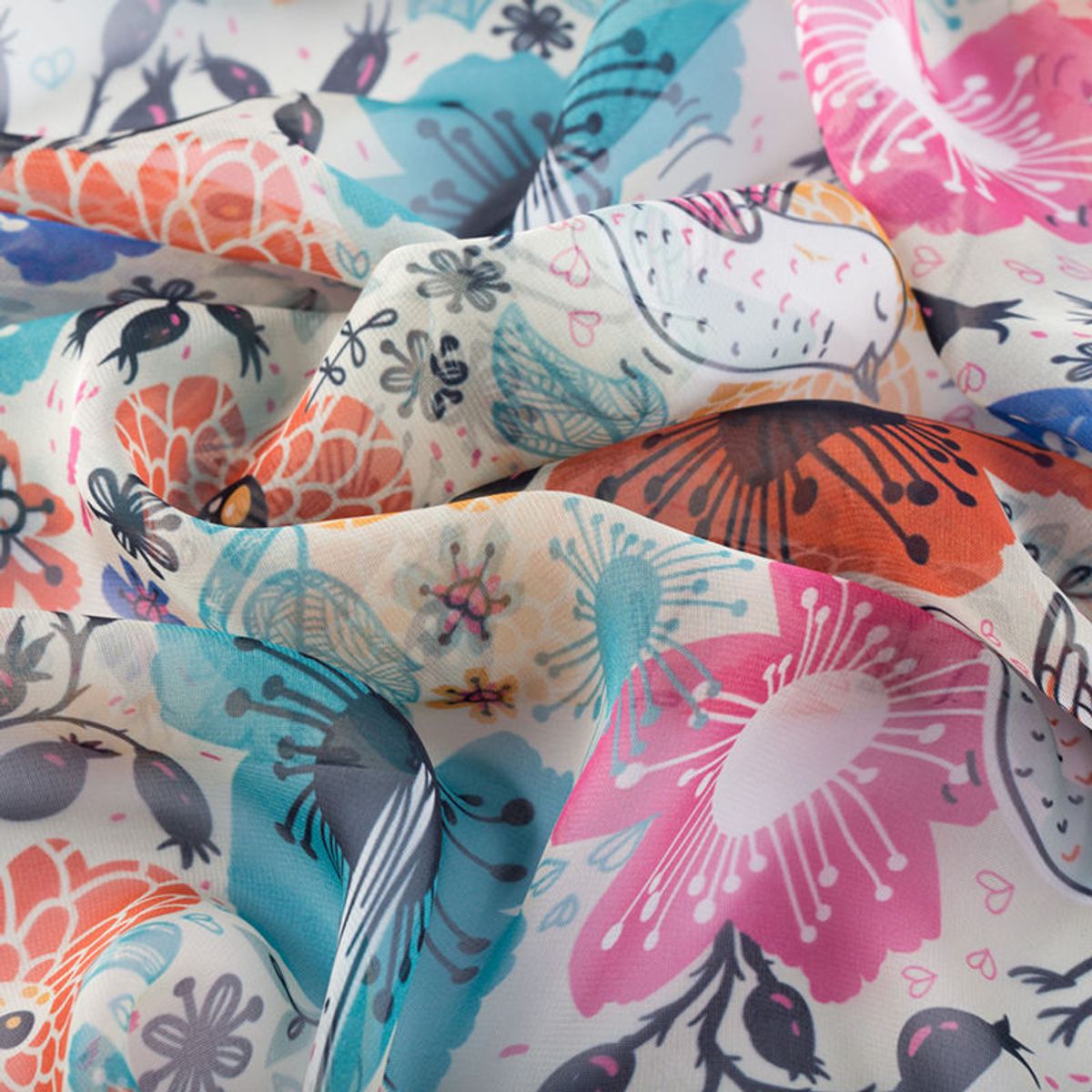 printed chiffon dress fabric Rose Printed Flowy Pink Chiffon Fabric by the Yard
