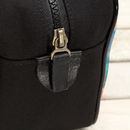 men's wash bag black leather