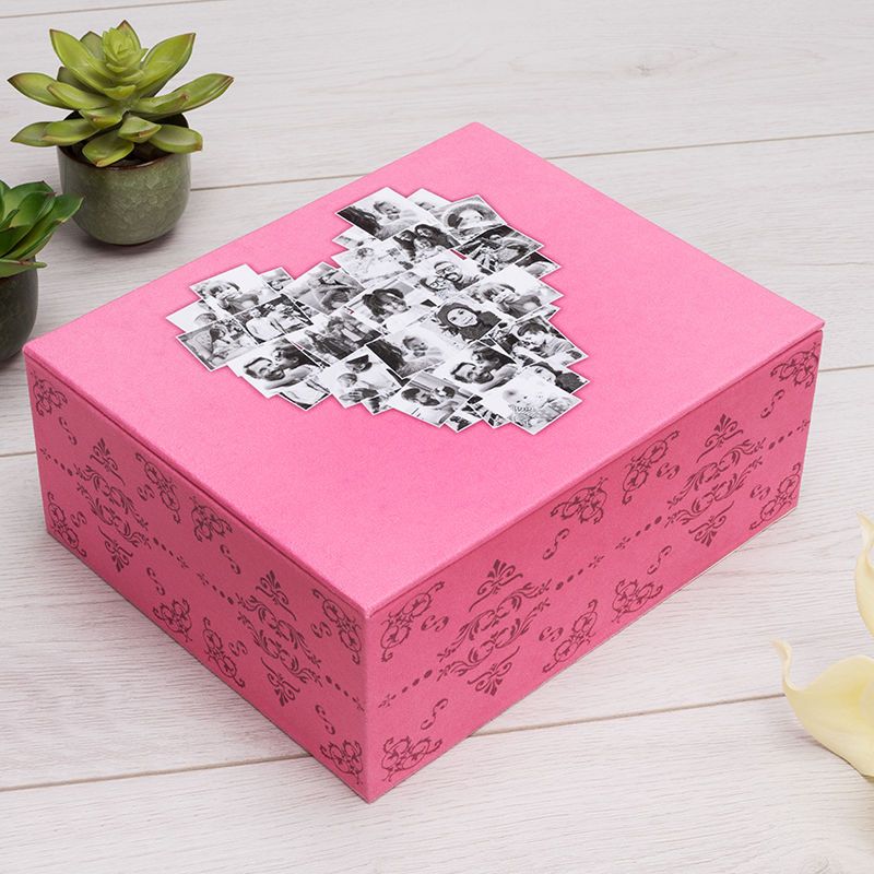 personalised trinket box printed with heart collage