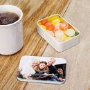 Silver plåtburk med  foto