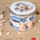 Round Photo printed Tin holiday montage