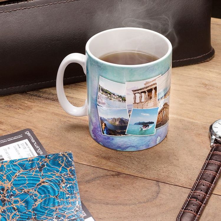 Travel photo mugs printed with photo