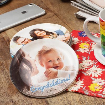 babyfoto koffie onderzetter rond