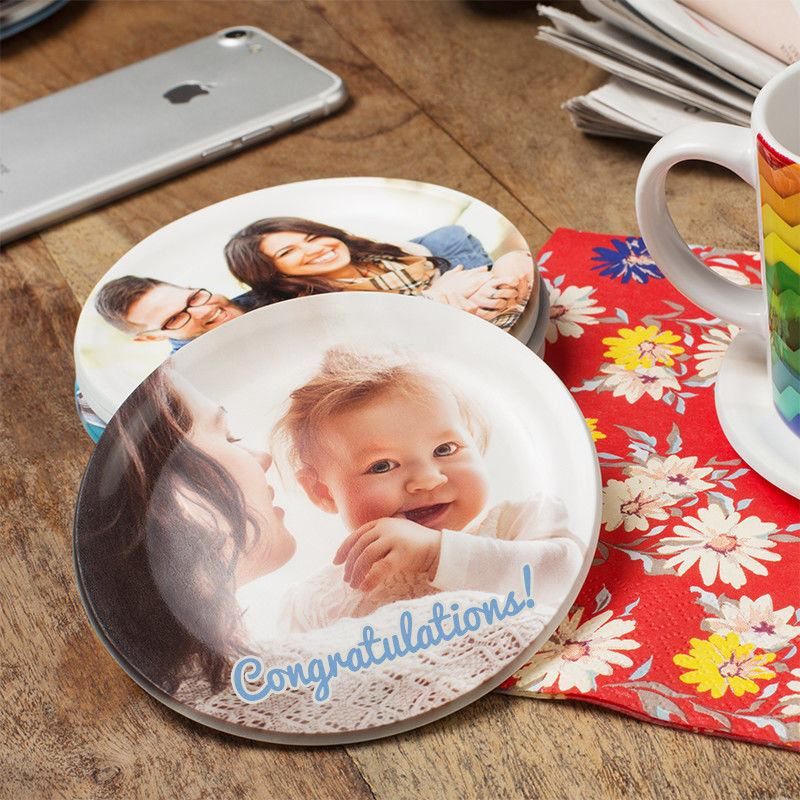 baby photo coffee coaster round