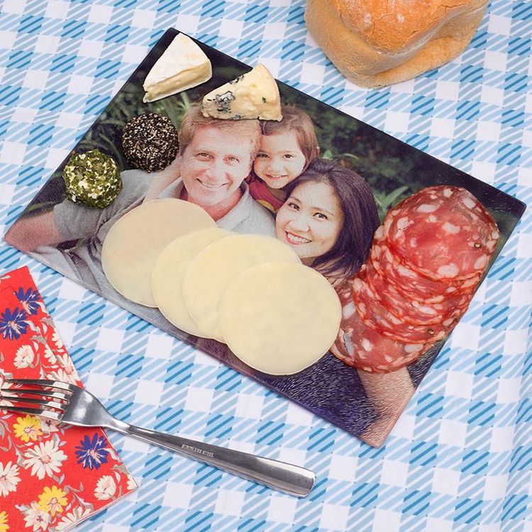collage glass chopping board