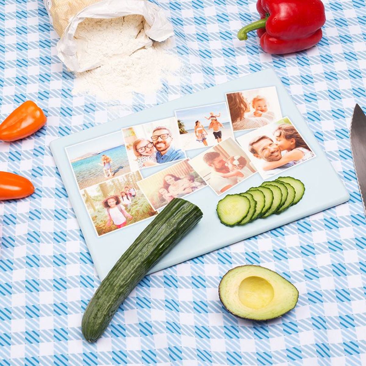 Personalised Chopping Board with cucumber and tomato