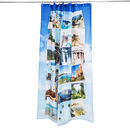 custom shower curtain bunched up on rail