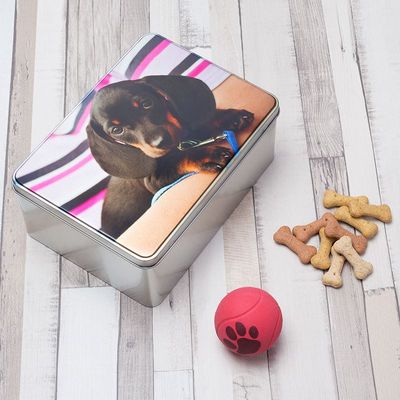 Lata para guardar golosinas para perros