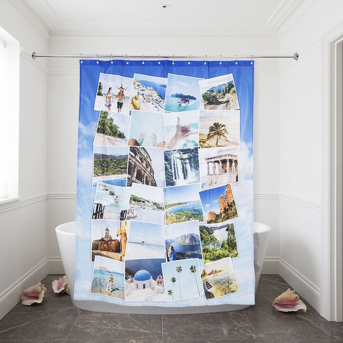 Custom Shower Curtain Travel Montage Style design
