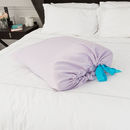 lilac satin storage bag for comforters