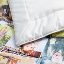 details of print fabric and mitered corners