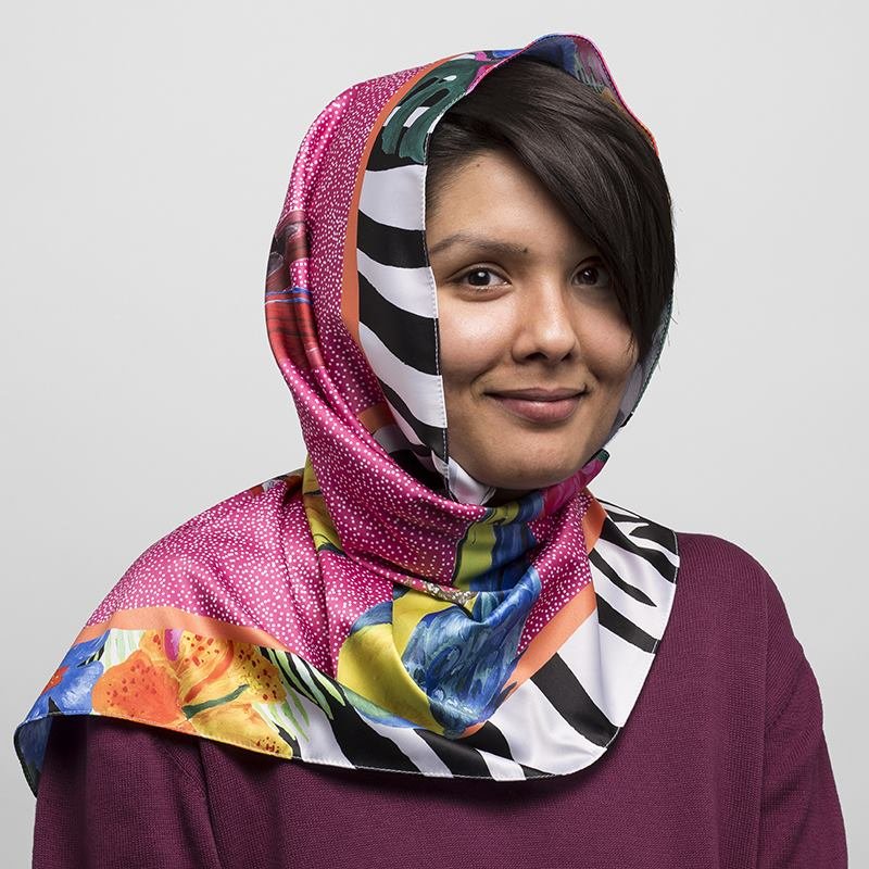 custom hijab with vibrant tropical print