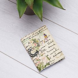 Floral sketch design leather passport holder