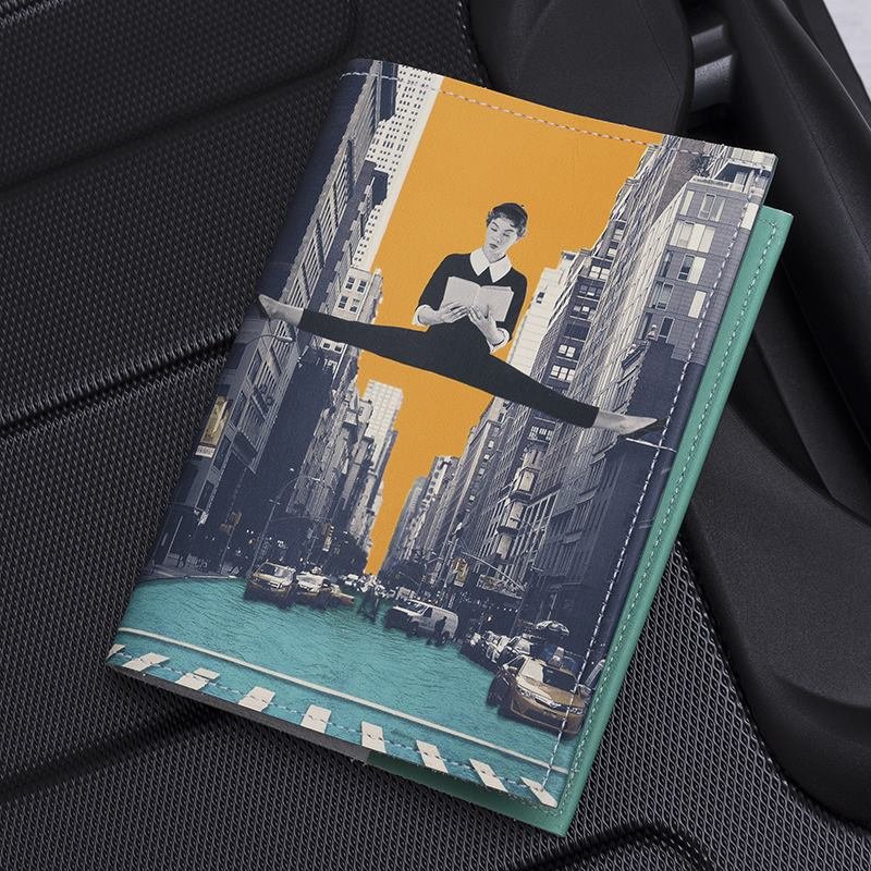 leather passport cover design colourful black and white