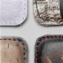 printed leather luggage tags details