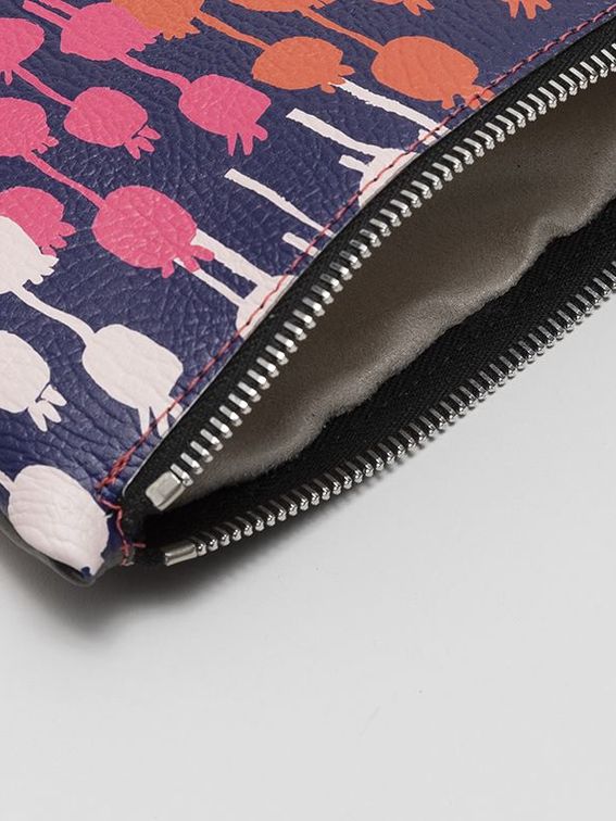 custom leather clutch zip detailing
