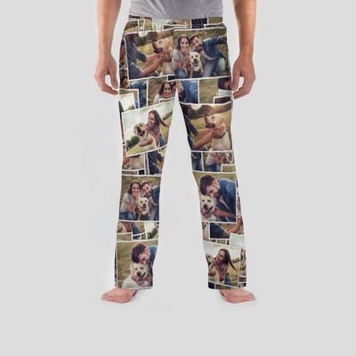 men's pj bottoms with collage