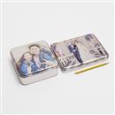 Two different sizes of wrap around tin