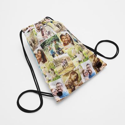 Bolsa con cordón impresa con foto de niño para guardería