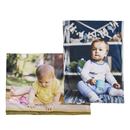 blanket printed on both sides with baby photos