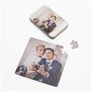 Square wedding puzzle with metal tin
