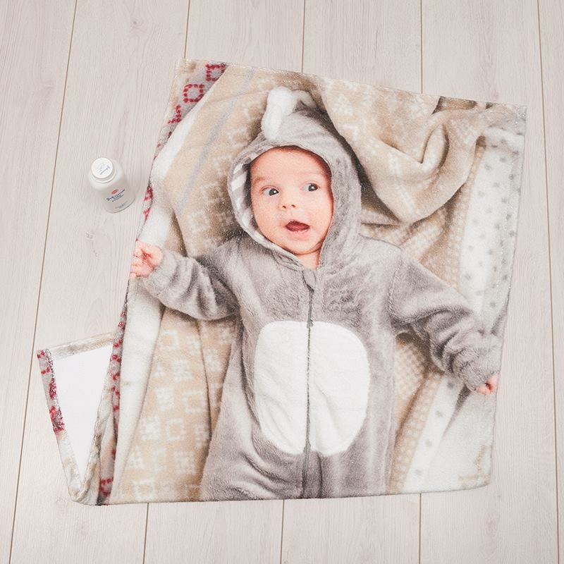 personalised baby towel printed with family photos