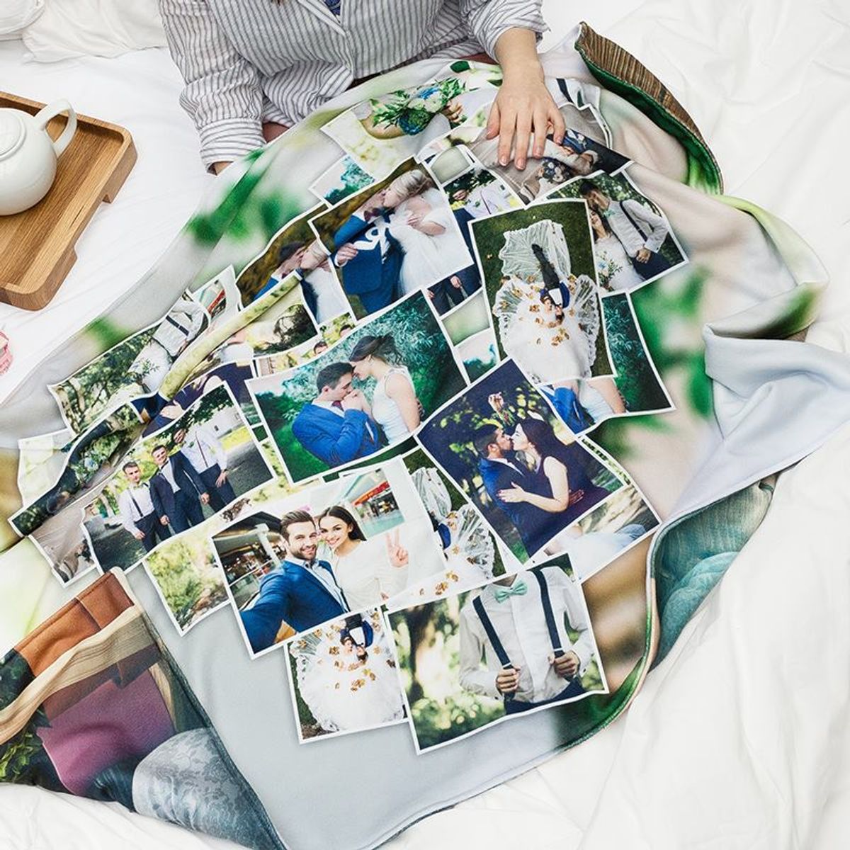 personalised wedding blanket printed with photo collage