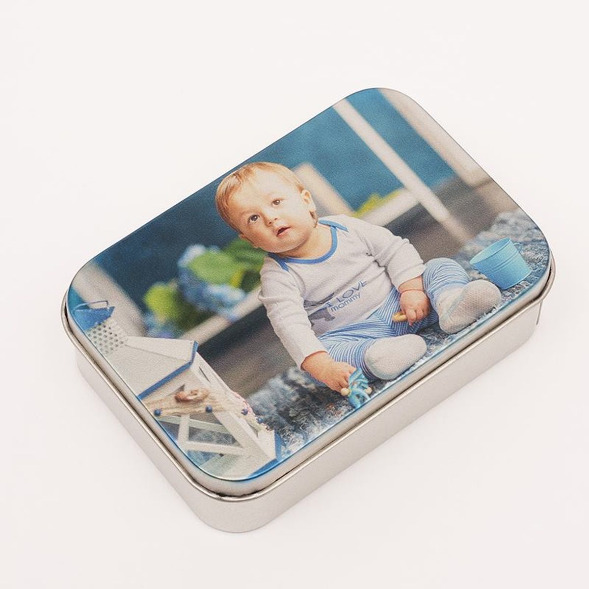 Silver tin personalise with your photo