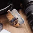 Läder bagagetag med fototryck