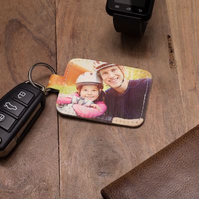 leather photo keyring new fathers gifts