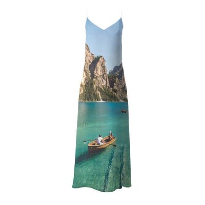 lange slipdress met fotoprint