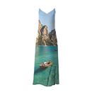 long printed slip dress