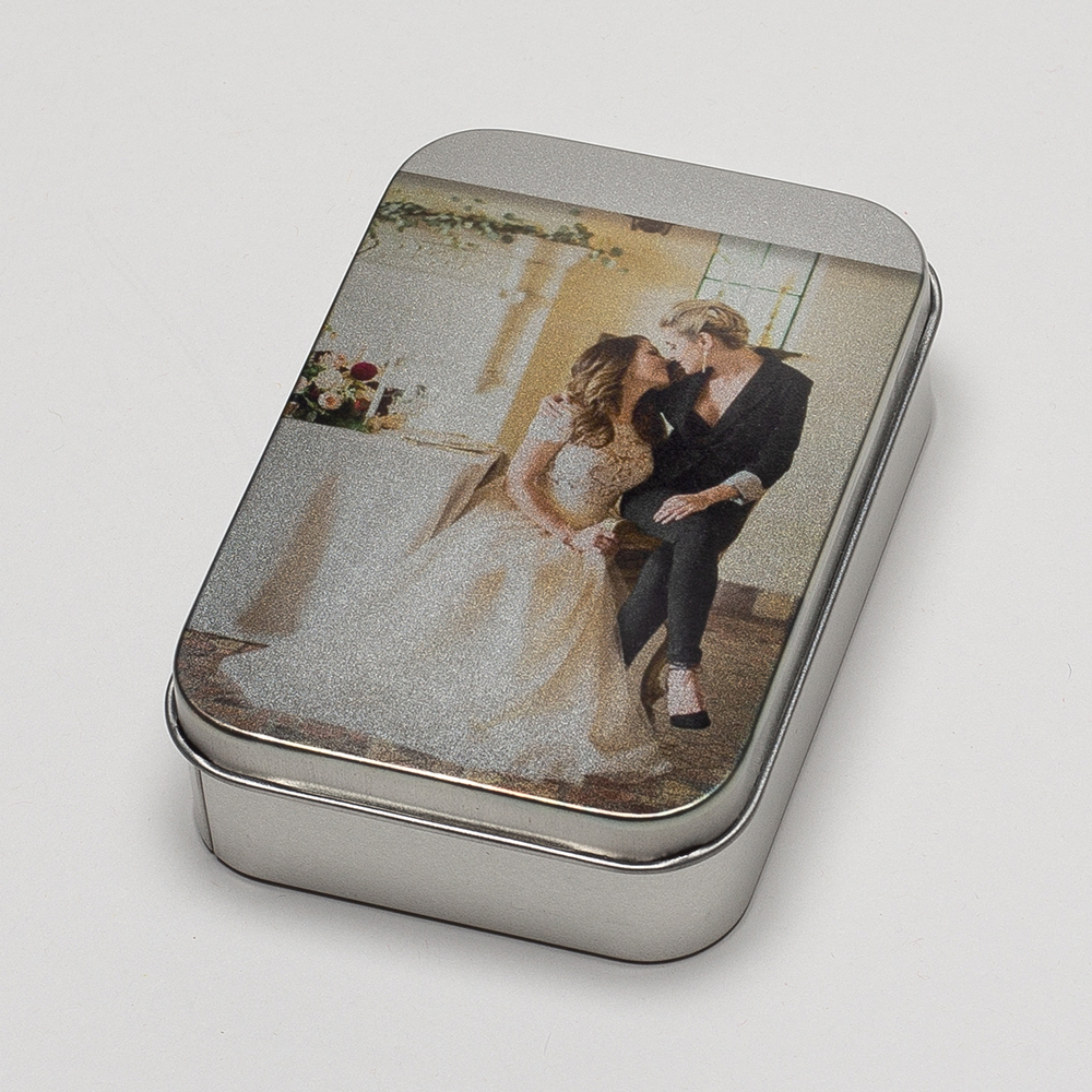 printed photo silver tins