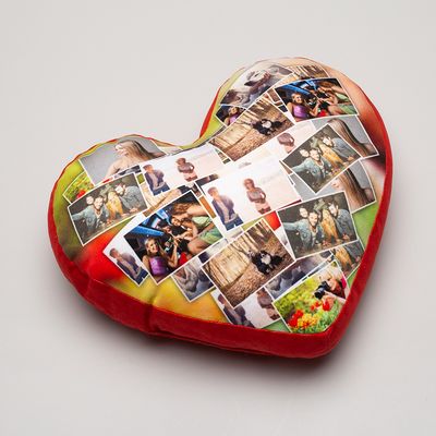 personalised collage heart cushion