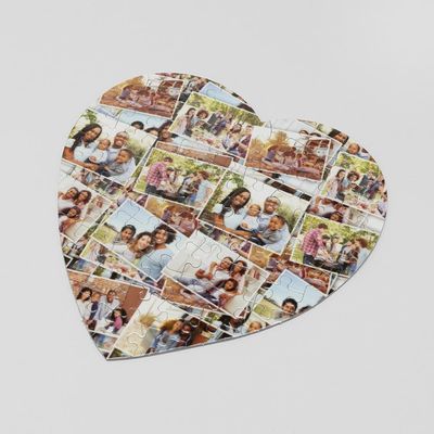 personalised collage heart puzzle