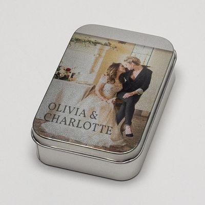 printed photo silver tins