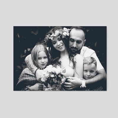 schwarz weiß leinwand bedruckt mit familienfoto